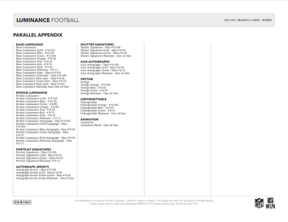 2023 Panini Luminance Football Hobby Box